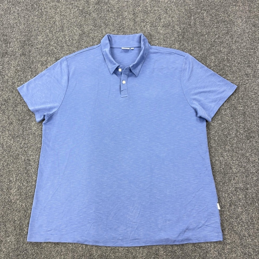 Onia Polo Shirt Mens 2XL Blue Modal Polyester Jersey Lightweight Knit Casual